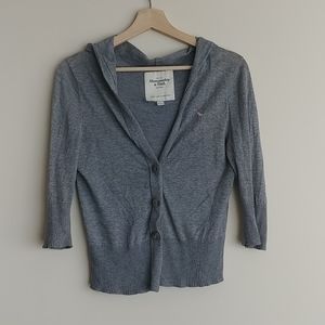 Abercrombie & Fitch Gray Hooded Cardigan